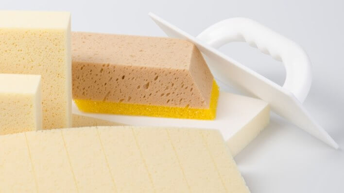 Tile sponges and tile washing boards are used when grouting and cleaning tiles